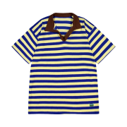 Greenbutter Women Terry Stripe Collar Dress Blue/Brown