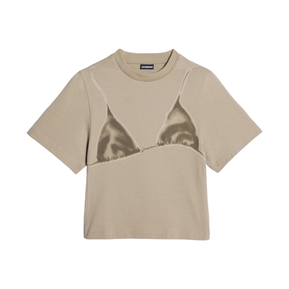 (W) 자크뮈스 르 티셔츠 비키니 프린트 웨트 이펙트 카키((W) Jacquemus Le T-shirt Bikini Print Wet Effect Khaki) - 1