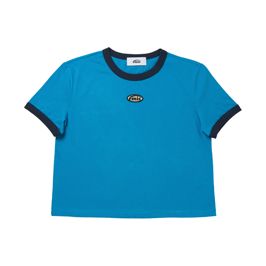 (W) 이미스 링거 티셔츠 아쿠아 블루 네이비((W) Emis Ringer T-Shirts Aqua Blue Navy) - 1