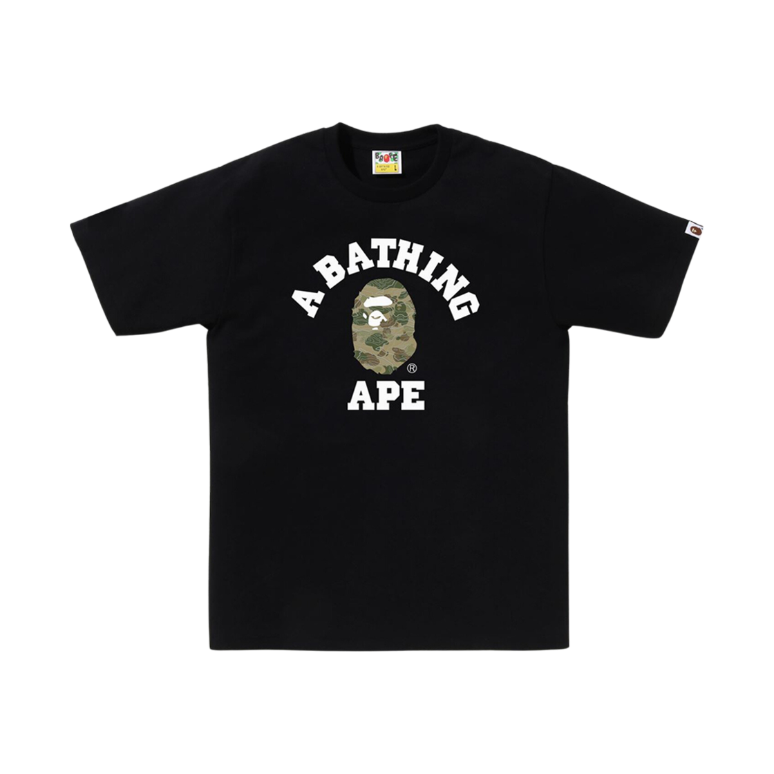 0ZXTEM110026L BAPE Layered Line Camo College T-Shirt Black