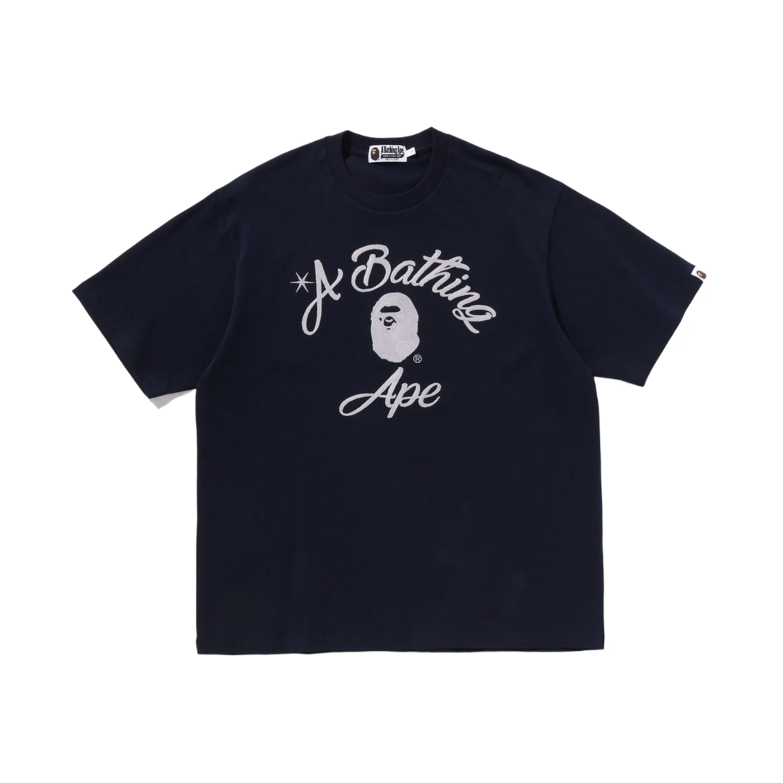 베이프 체인 스티치 컬리지 릴렉스드 핏 티셔츠 네이비(BAPE Chain Stitch College Relaxed Fit T-Shirt Navy) - 1
