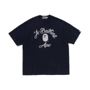 BAPE Chain Stitch College Relaxed Fit T-Shirt Navy