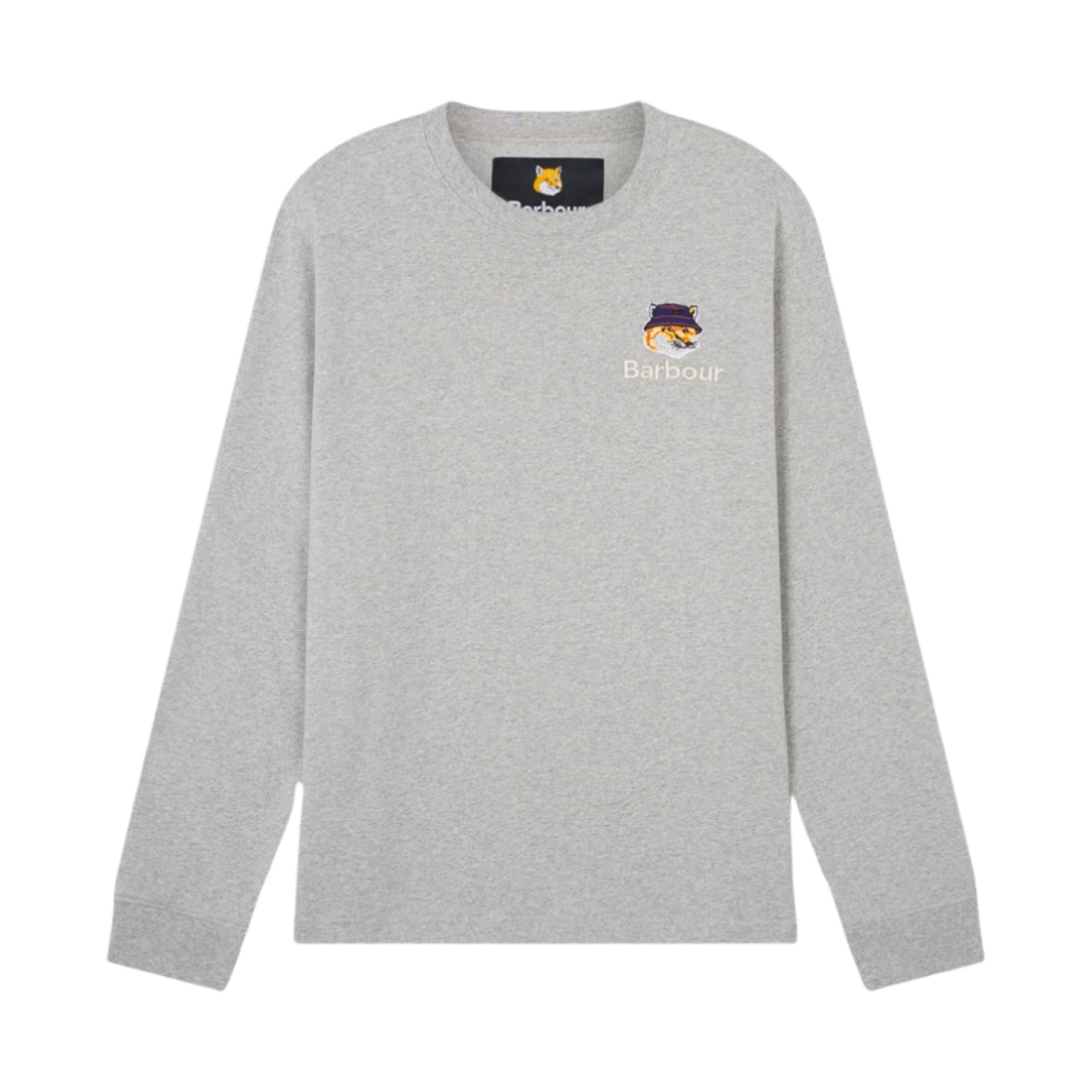 바버 x 메종 키츠네 폭스 헤드 롱슬리브 티셔츠 그레이 말(Barbour x Maison Kitsune Fox Head L/S T-Shirt Grey Marl)
