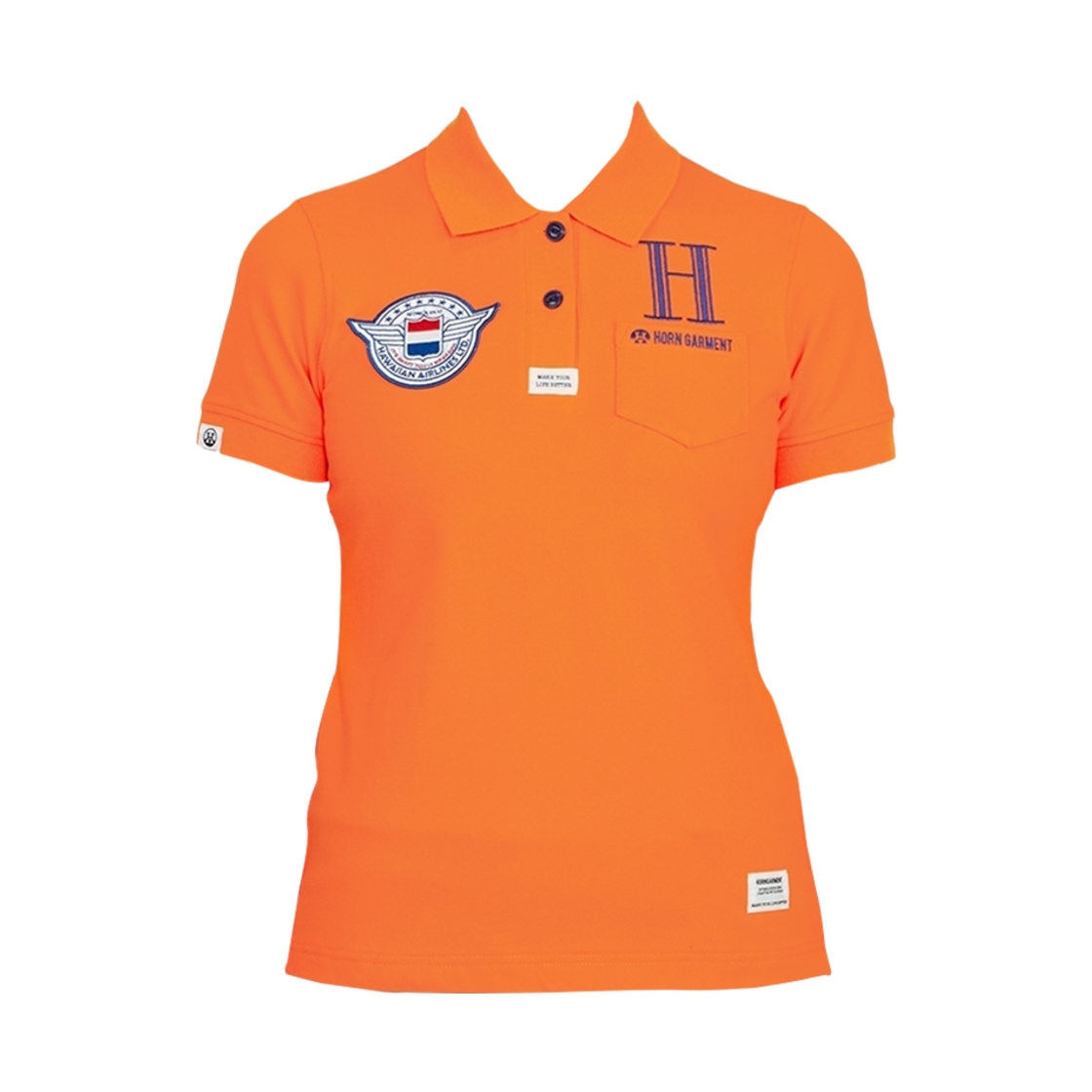 (W) 혼가먼트 에어라인 골프 웨어 폴로 티셔츠 오렌지((W) Horn Garment Airlines Golf Wear Polo T-Shirt Orange)