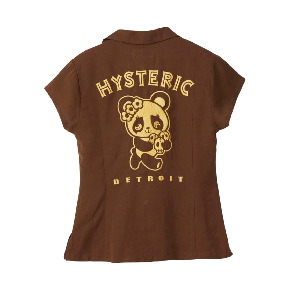(W) 히스테릭 글래머 스푹 쇼 자수 볼링 셔츠 브라운((W) Hysteric Glamour Spook Show Embroidered Bowling Shirt Brown) - 1