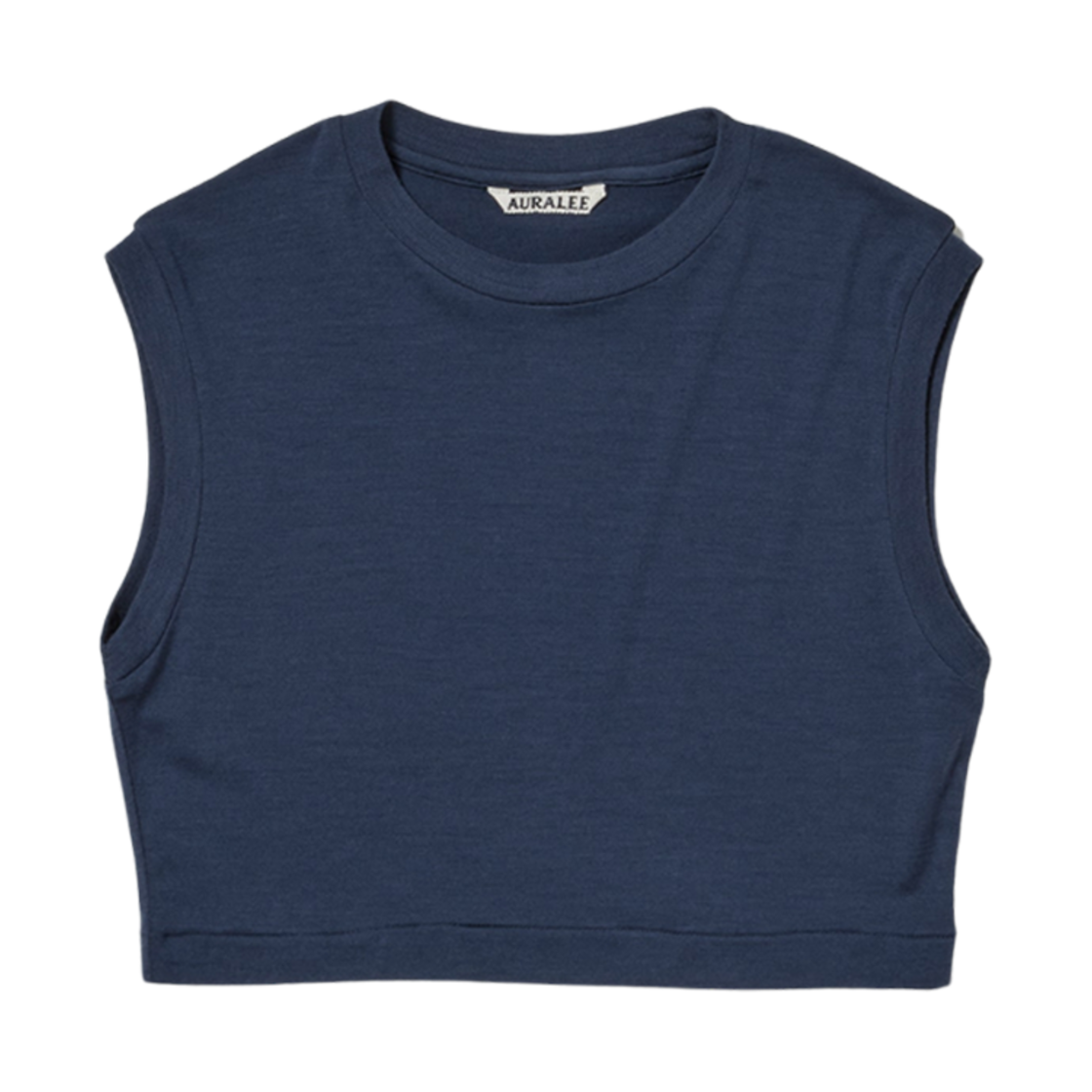 (W) 오라리 엑스트라 파인 울 저지 숏 슬리브리스 네이비((W) Auralee Extra Fine Wool Jersey Short Sleeveless Navy) - 1