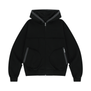 Thevinylhouse Cut Off Hoodie Zip-Up Black