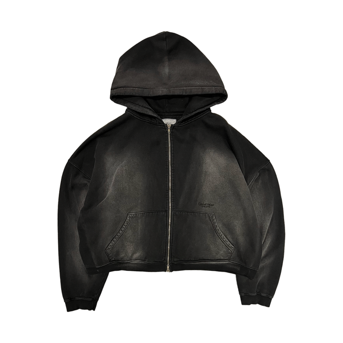 UMCM69BK Undermycar Mu.69 Anti Fxxking Logo Play Vintage Brush Washed Hood ZipUp Black