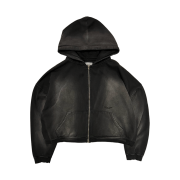 Undermycar Mu.69 Anti Fxxking Logo Play Vintage Brush Washed Hood ZipUp Black