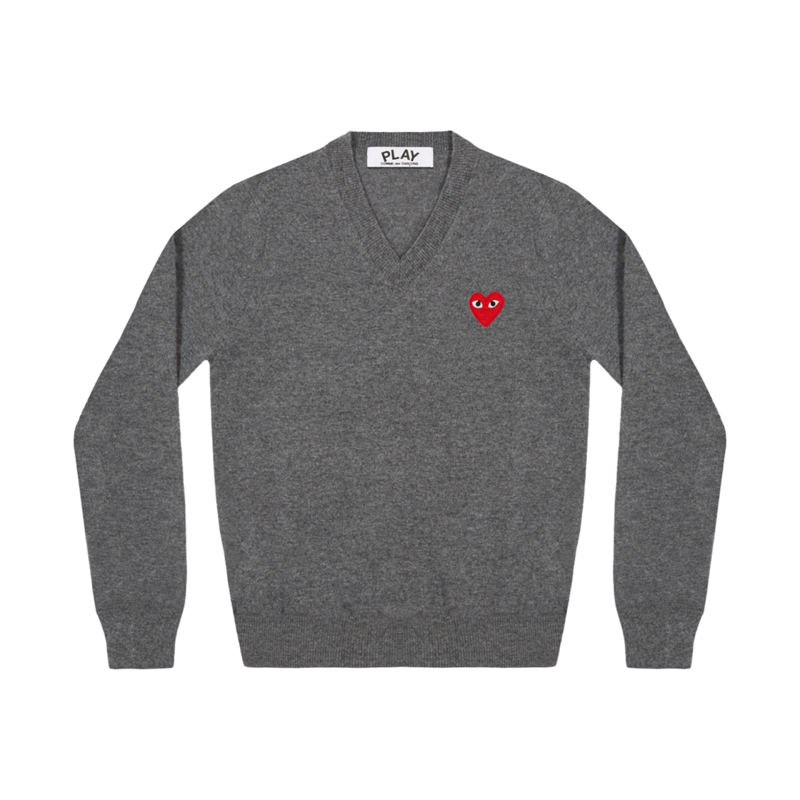 플레이 꼼데가르송 레드 하트 브이넥 스웨터 미디엄 그레이(Play Comme des Garcons Red Heart V-Neck Sweater Medium Gray) - 1