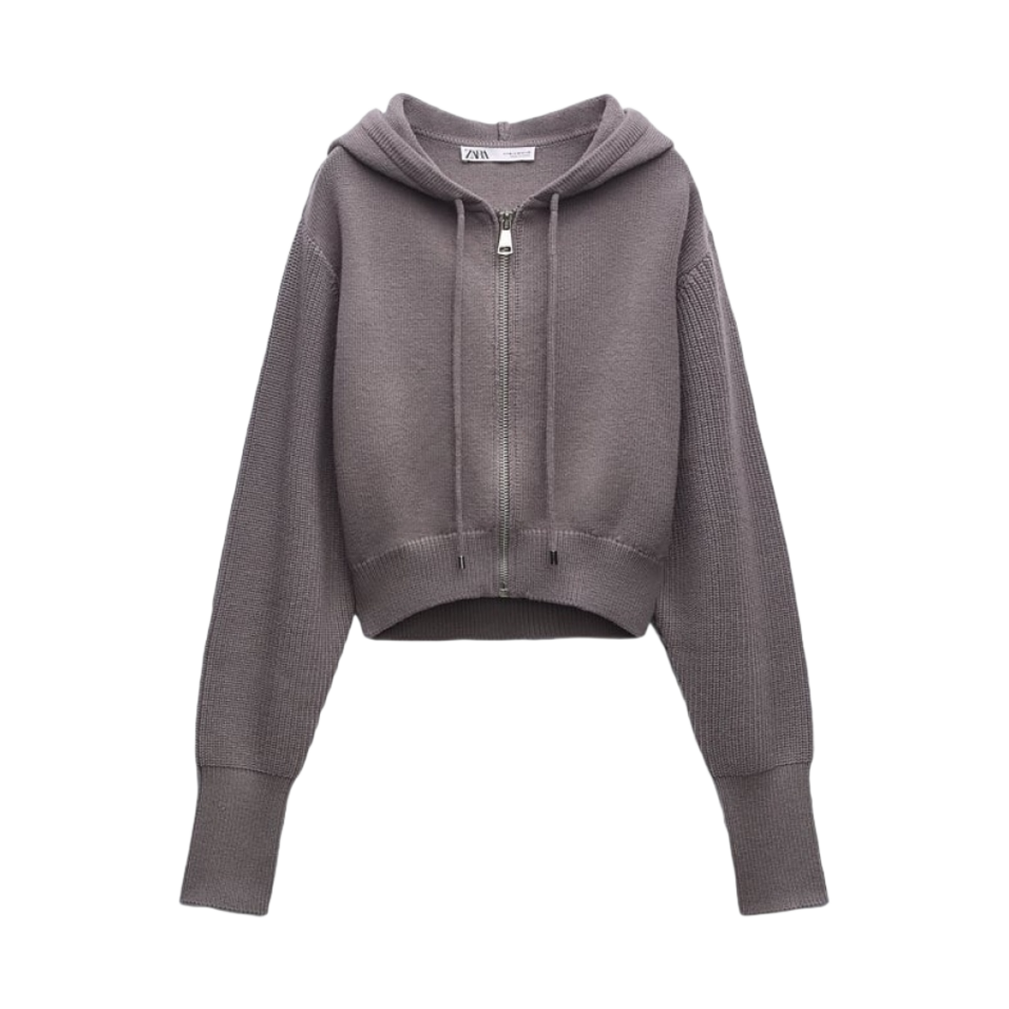 (W) 자라 후드 니트 가디건 그레이((W) Zara Knit Cardigan with Hood Grey) - 1