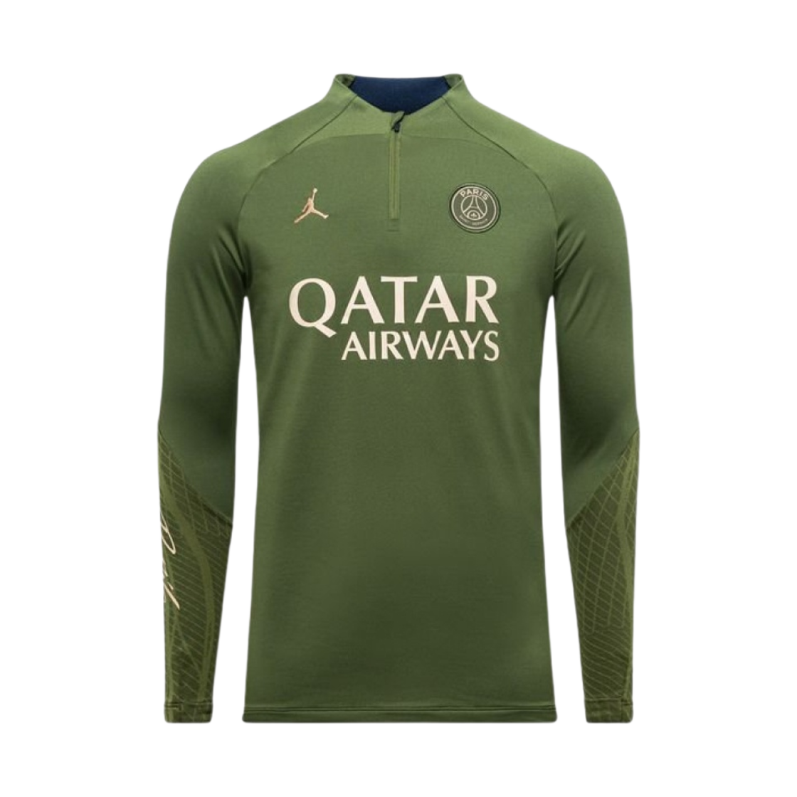 조던 x 파리 생제르맹 23/24 드라이핏 스트라이크 4th 사커 드릴 탑 러프 그린 다크 옵시디언 헴프(Jordan x Paris Saint-Germain 23/24 Dri-Fit Strike 4th Soccer Drill Top Rough Green Dark Obsidian Hemp)