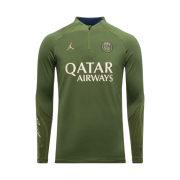 Jordan x Paris Saint-Germain 23/24 Dri-Fit Strike 4th Soccer Drill Top Rough Green Dark Obsidian Hemp