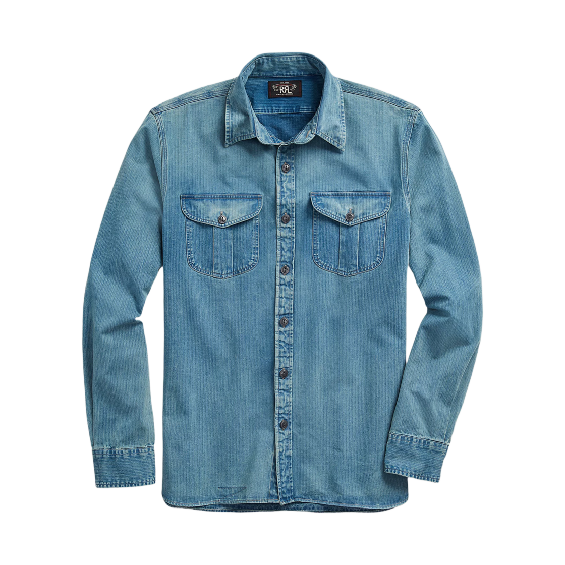 더블알엘 인디고 헤링본 트윌 워크 셔츠 페이디드 인디고(Double RL Indigo Herringbone Twill Work Shirt Faded Indigo) - 1