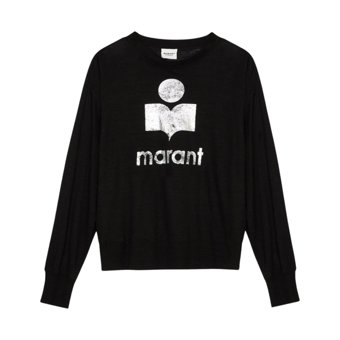 (W) 이자벨 마랑 클로위아 리넨 롱슬리브 티셔츠 블랙 - 23SS((W) Isabel Marant Klowia Linen LS T-Shirt Black - 23SS)