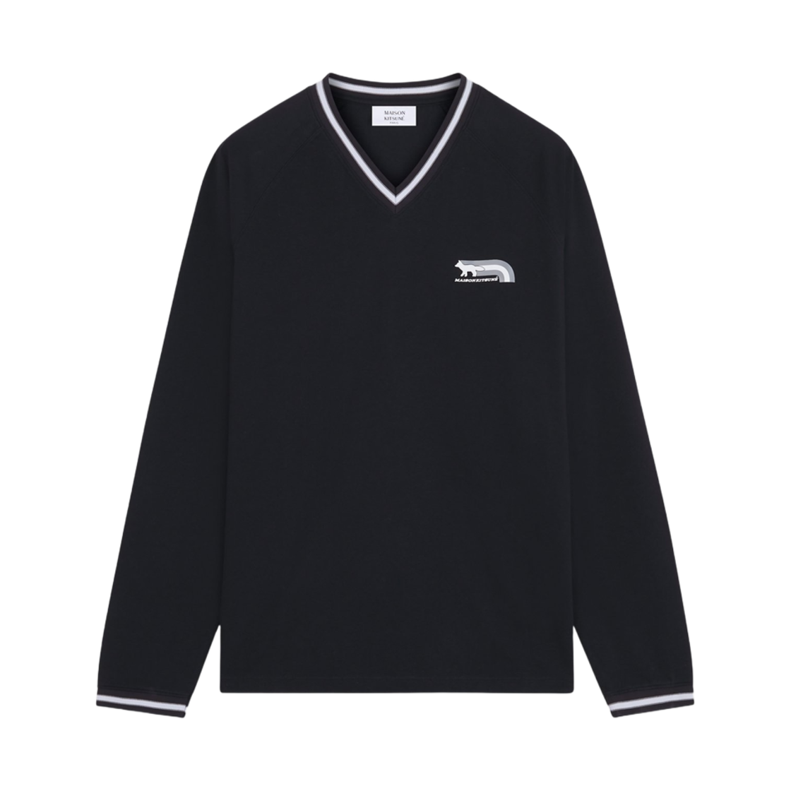 메종 키츠네 플래쉬 폭스 래글런 롱슬리브 티셔츠 블랙(Maison Kitsune Flash Fox Raglan L/S T-Shirt Black)