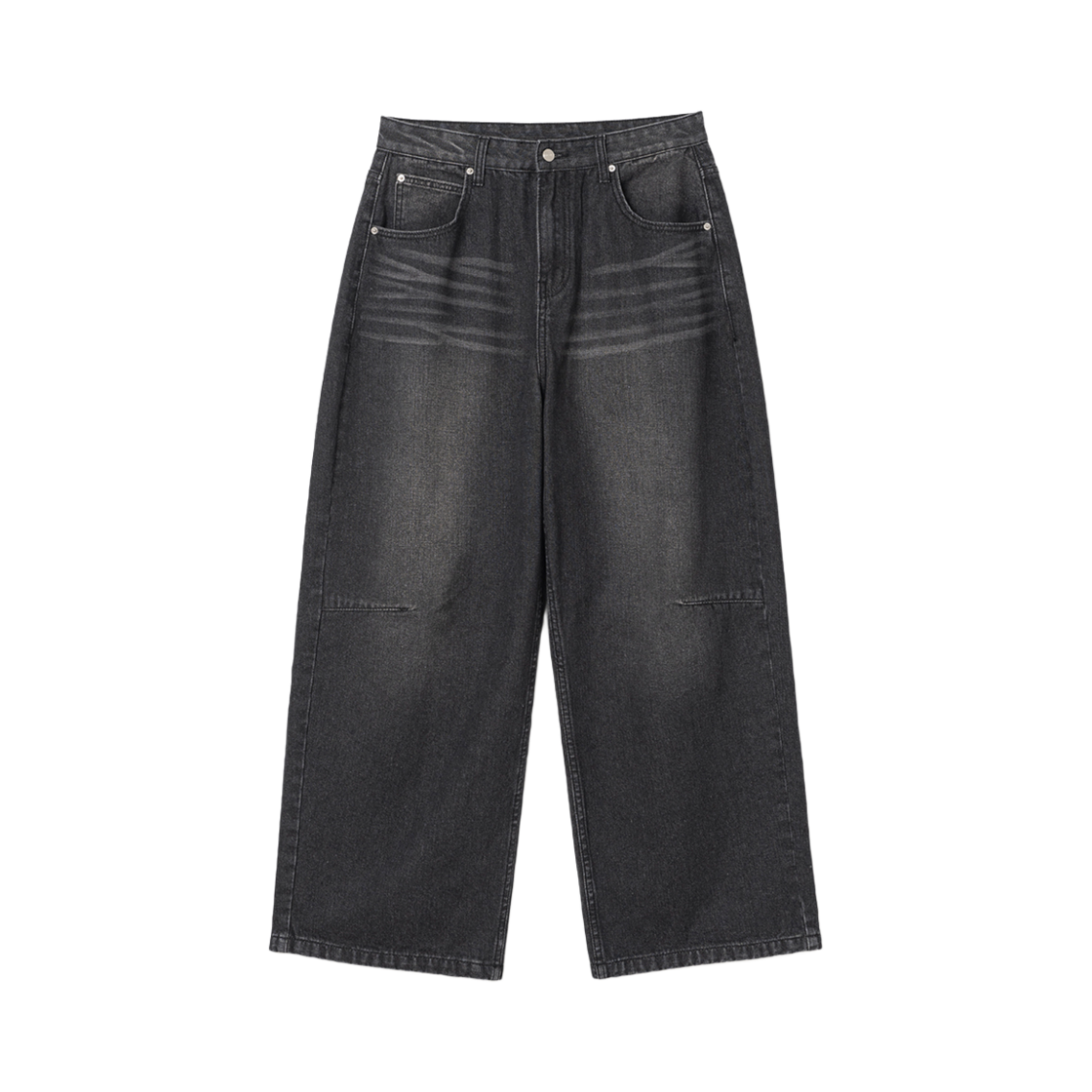 ML268WBK Millo Archive Loose Straight Denim Pants Washed Black