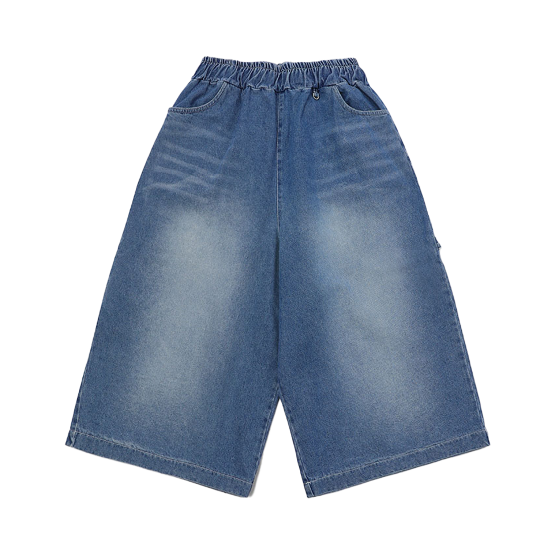 슬로우 레코드 하우스 카펜터 버뮤다 와이드 데님 팬츠 중청(SLOW RECORD HOUSE Carpenter Bermuda Wide Denim Pants Medium Blue)
