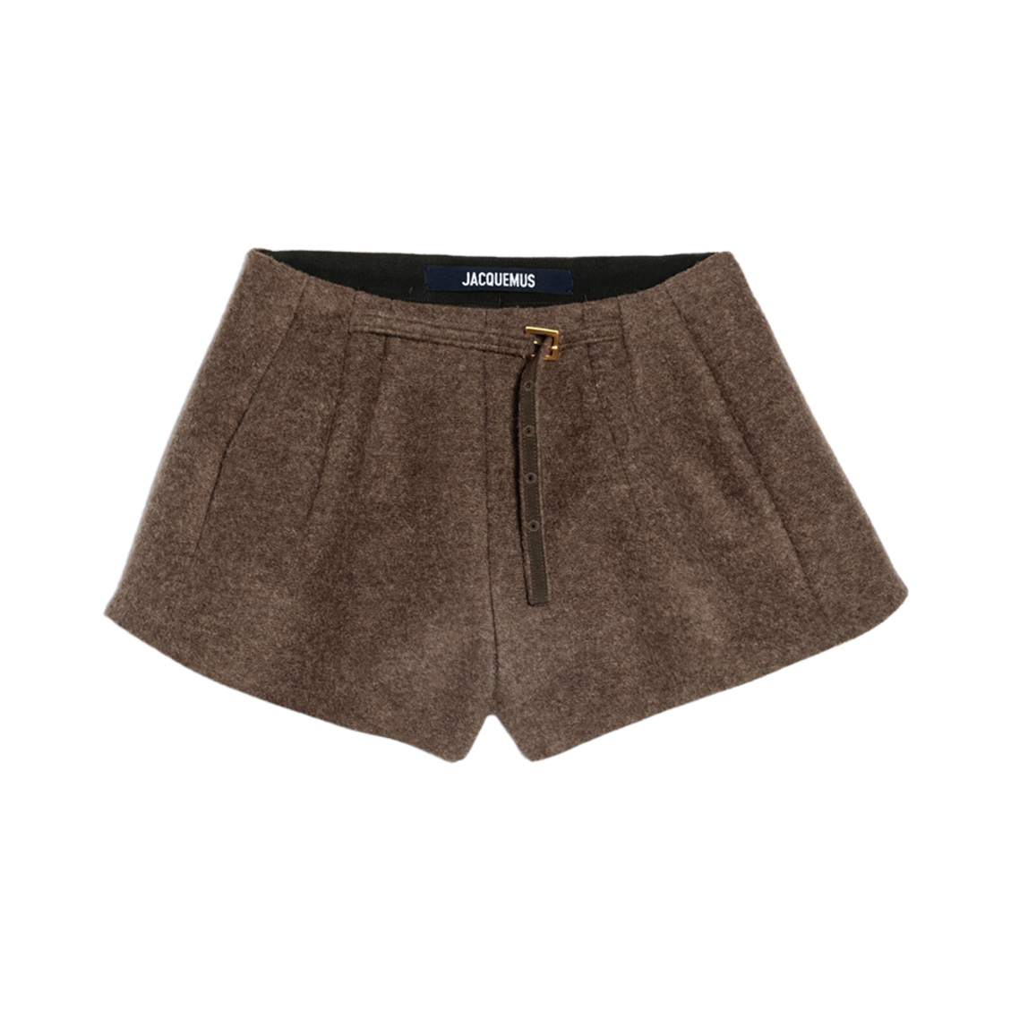 (W) 자크뮈스 르 숏 불 미니 트라피즈 쇼츠 다크 브라운((W) Jacquemus Le Short Boule Mini Trapeze Shorts Dark Brown) - 1