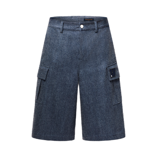 Louis Vuitton Oversized Cotton and Wool Blend Cargo Shorts Indigo Blue