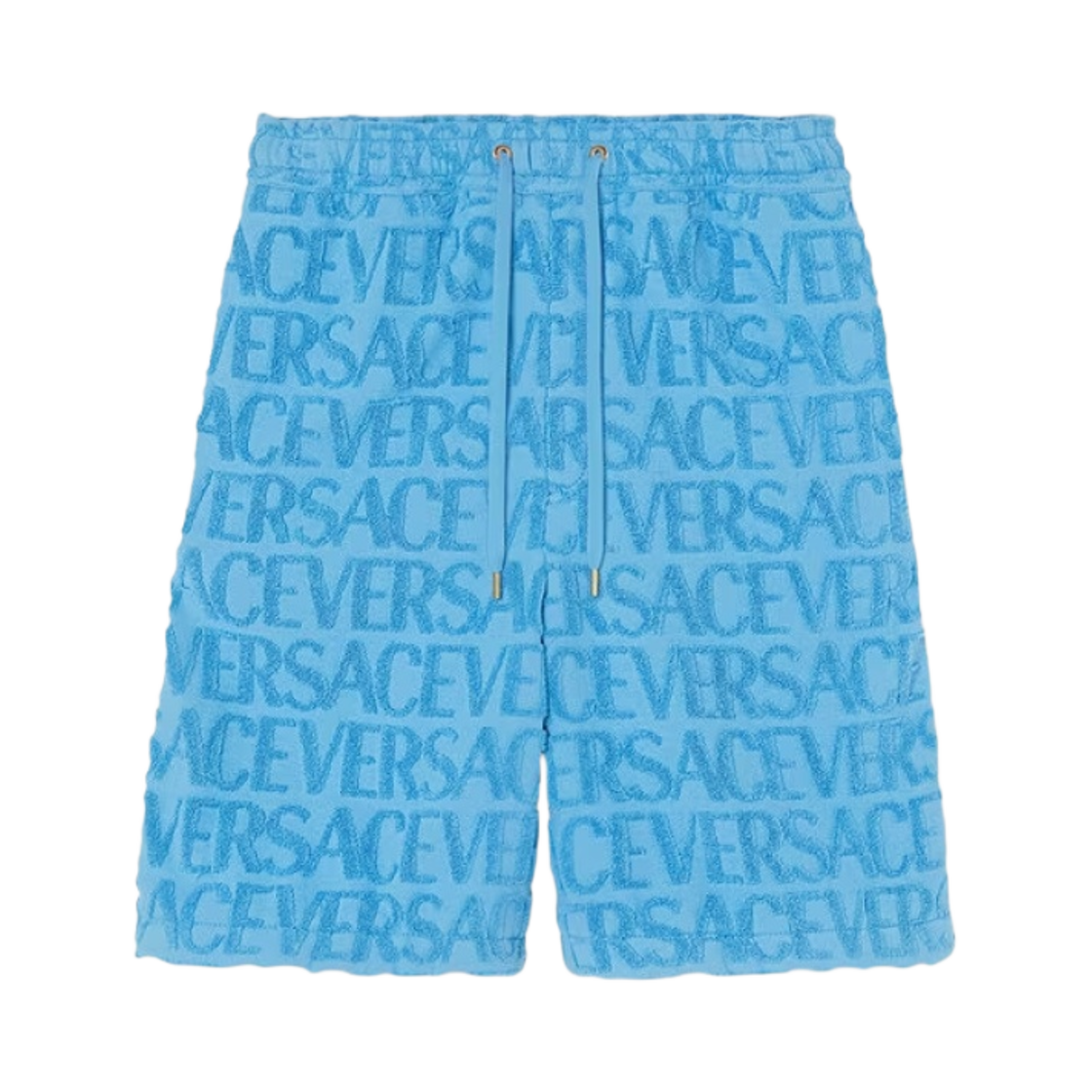 1010255-1A07718-1VA90 Versace Allover Towel Shorts Light Blue