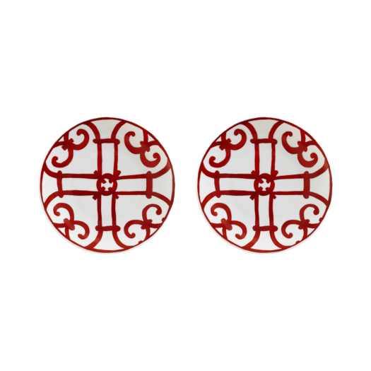 Hermes Balcon Du Guadalquivir Bread and Butter Plate Red (2 Plates)