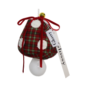 Glossy Tartan Check Mushroom Lamp Red