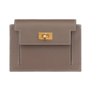 Hermes Kelly Pocket Compact Wallet Madame & Gold Etoupe