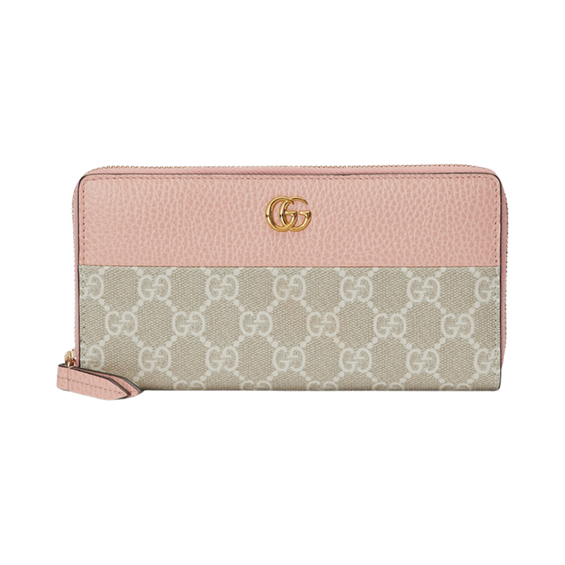 구찌 GG 마몽 집 어라운드 지갑 라이트 핑크 레더 슈프림(Gucci GG Marmont Zip Around Wallet Light Pink Leather Supreme) - 1