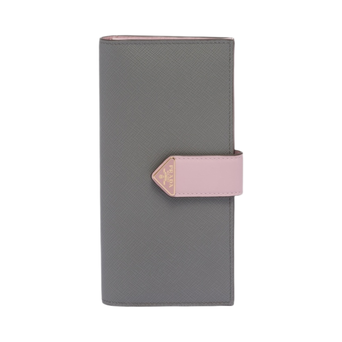 프라다 라지 사피아노 레더 월렛 슬레이트 그레이 알라바스터 핑크(Prada Large Saffiano Leather Wallet Slate Gray Alabaster Pink) - 1