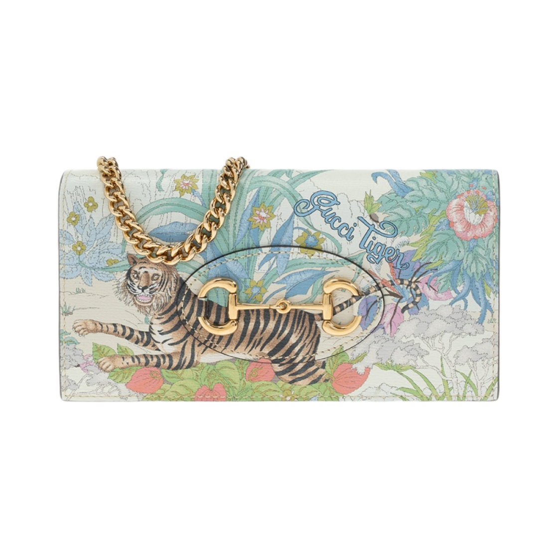 구찌 타이거 홀스빗 1955 체인 지갑 오프 화이트