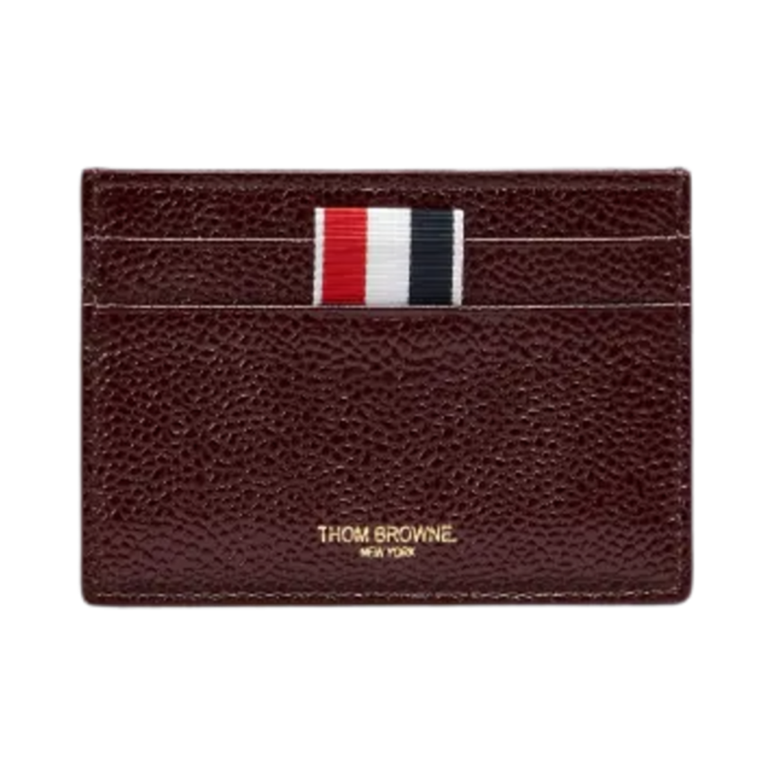 MAW020L-03542-615 Thom Browne Lucido Leather Single Card Holder Burgundy
