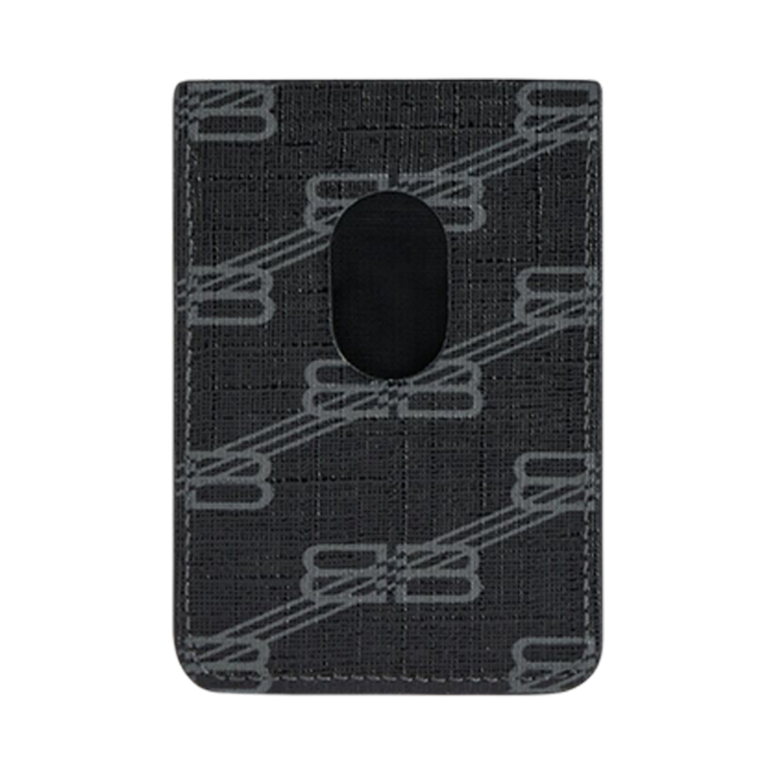 발렌시아가 시그니쳐 마그넷 카드 홀더 BB 모노그램 코티드 캔버스 블랙 그레이(Balenciaga Signature Magnet Card Holder in BB Monogram Coated Canvas Black Grey) - 2