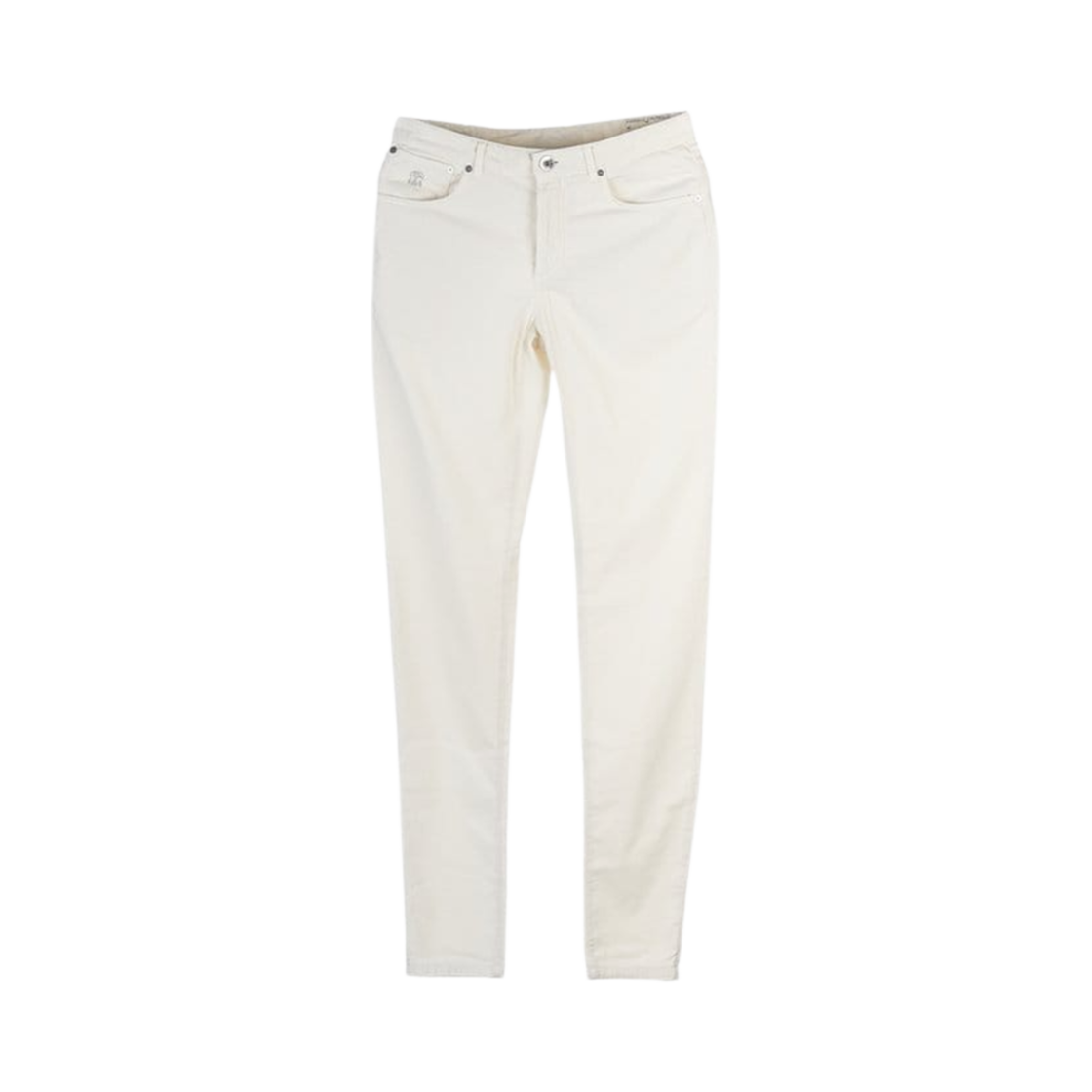 M279DI1780-C5797 Brunello Cucinelli Garment-Dyed Cotton Narrow Corduroy Trousers Off White
