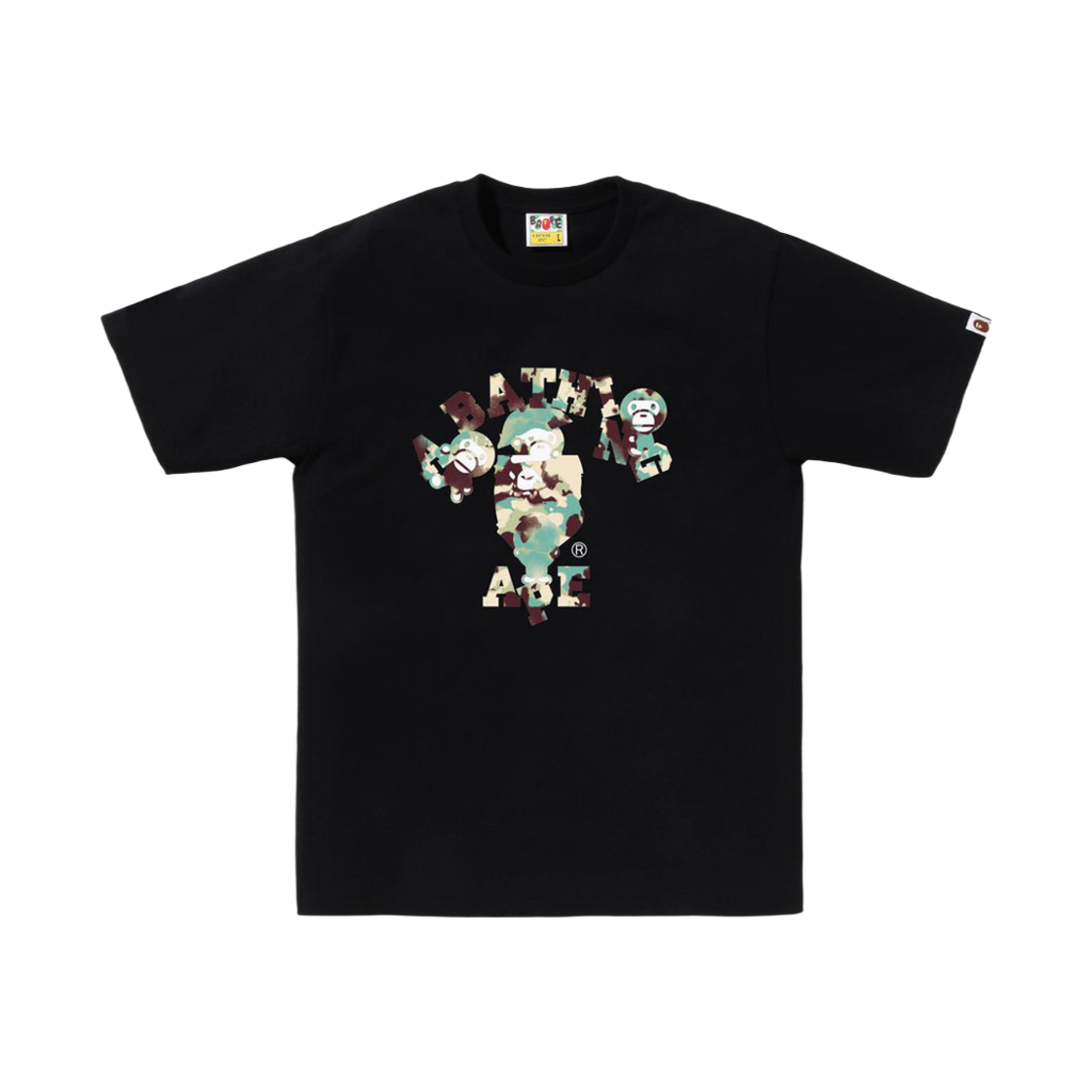 베이프 맵 카모 컬리지 마일로 티셔츠 블랙 멀티