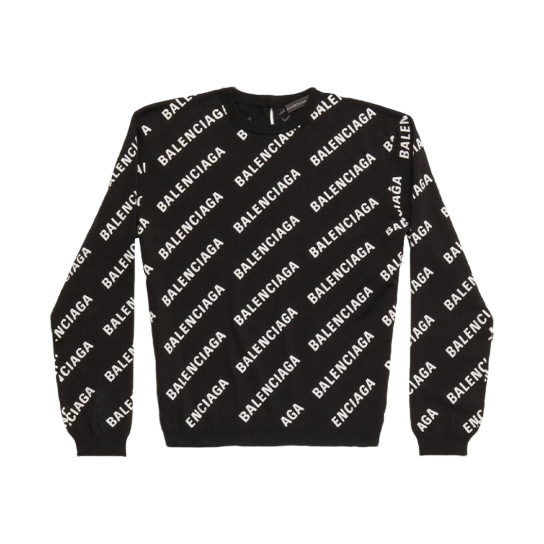 (W) 발렌시아가 올오버 로고 크롭 스웨터 블랙((W) Balenciaga Allover Logo Crop Sweater Black) - 1