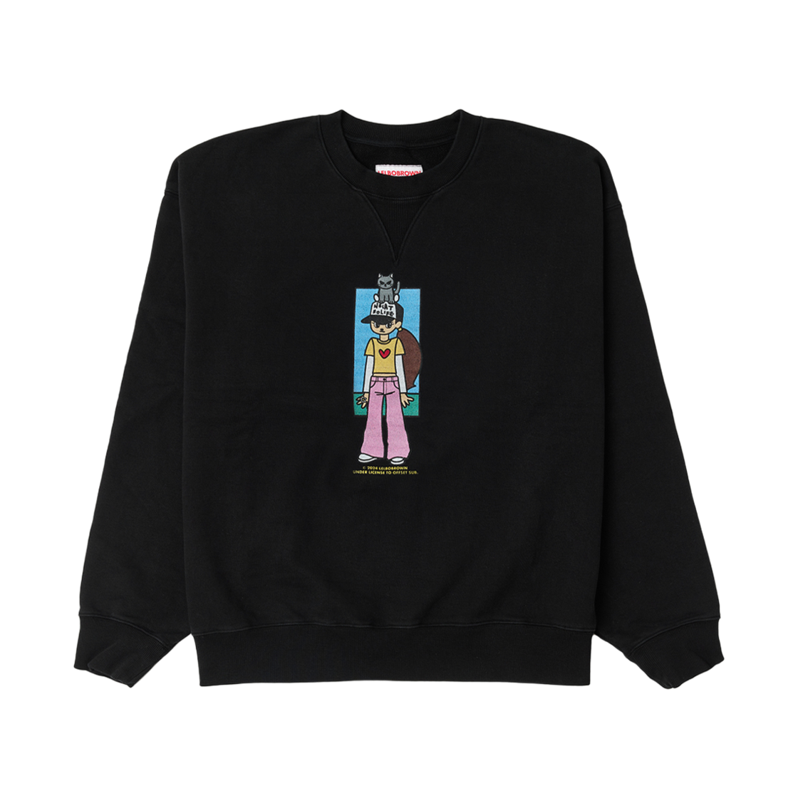 렐보브라운 노 캣 노 라이프 드로잉 스웨트셔츠(Lelbobrown No Cat No Life Drawing Sweatshirt)