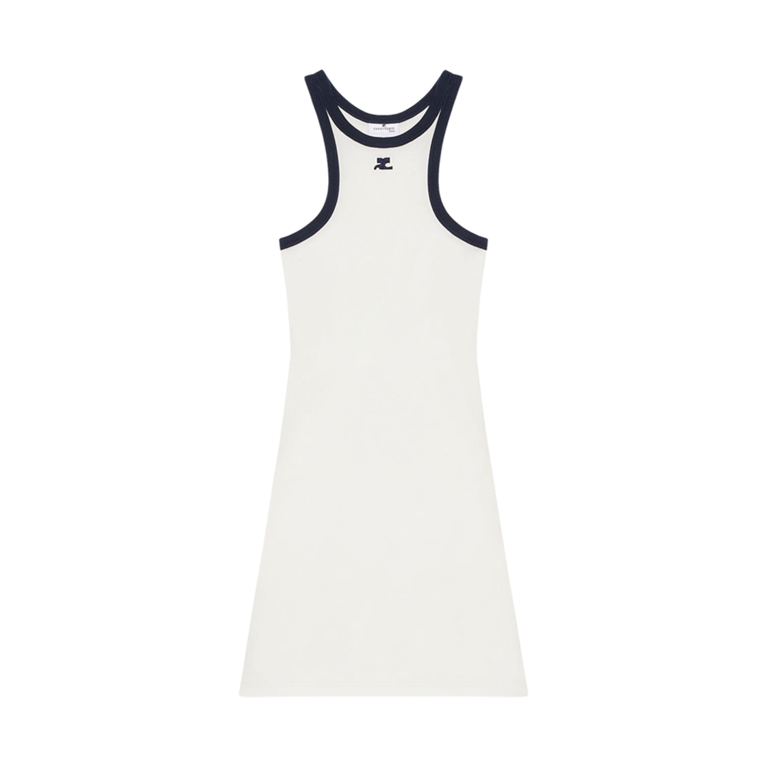 (W) 꾸레쥬 스쿠버 미니 드레스 헤리티지 화이트 네이비((W) Courreges Scuba Mini Dress Heritage White Navy)
