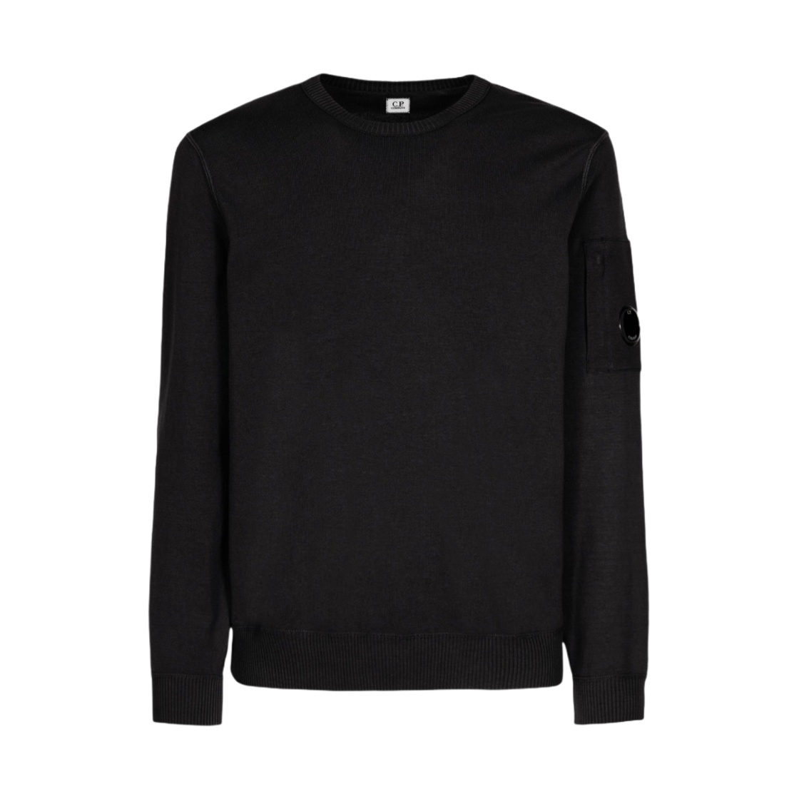 C.P. 컴퍼니 코튼 크레이프 크루넥 니트 블랙 - 23SS(C.P. Company Cotton Crepe Crewneck Knit Black - 23SS)