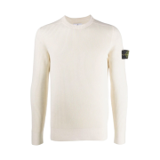 Stone Island 521C2 Full Rib Pure Wool Crewneck Knit Off White - 21FW