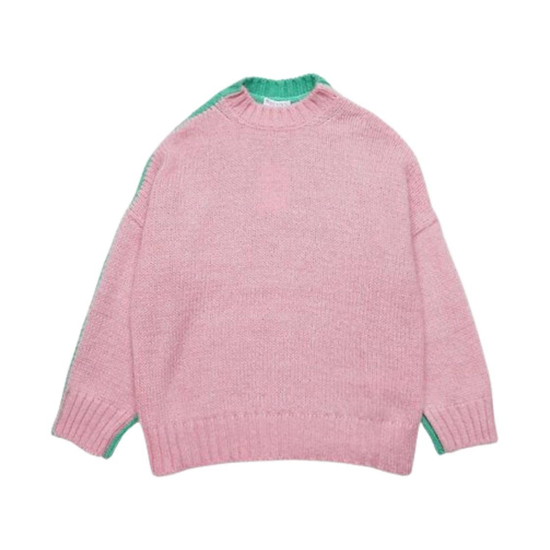 KW0975YN0272327 JW Anderson Color Block Crewneck Knit Light Pink Mint Green
