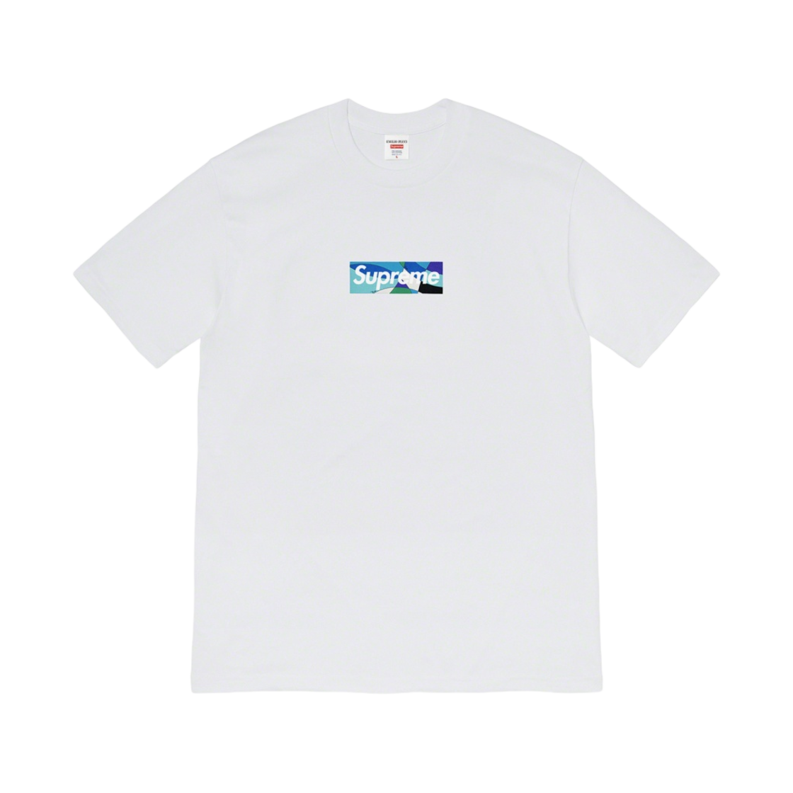 슈프림 x 에밀리오 푸치 박스로고 티셔츠 화이트 블루 - 21SS