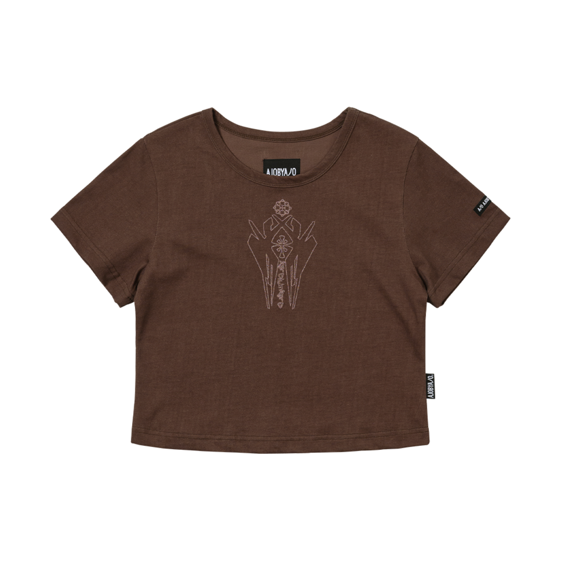 AJ252TE014BR AJOBYAJO Cross Symbol Cropped T-Shirt Brown