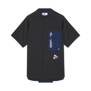 Maison Kitsune x And Wander Hiking Shirt Grey Blue Color Block