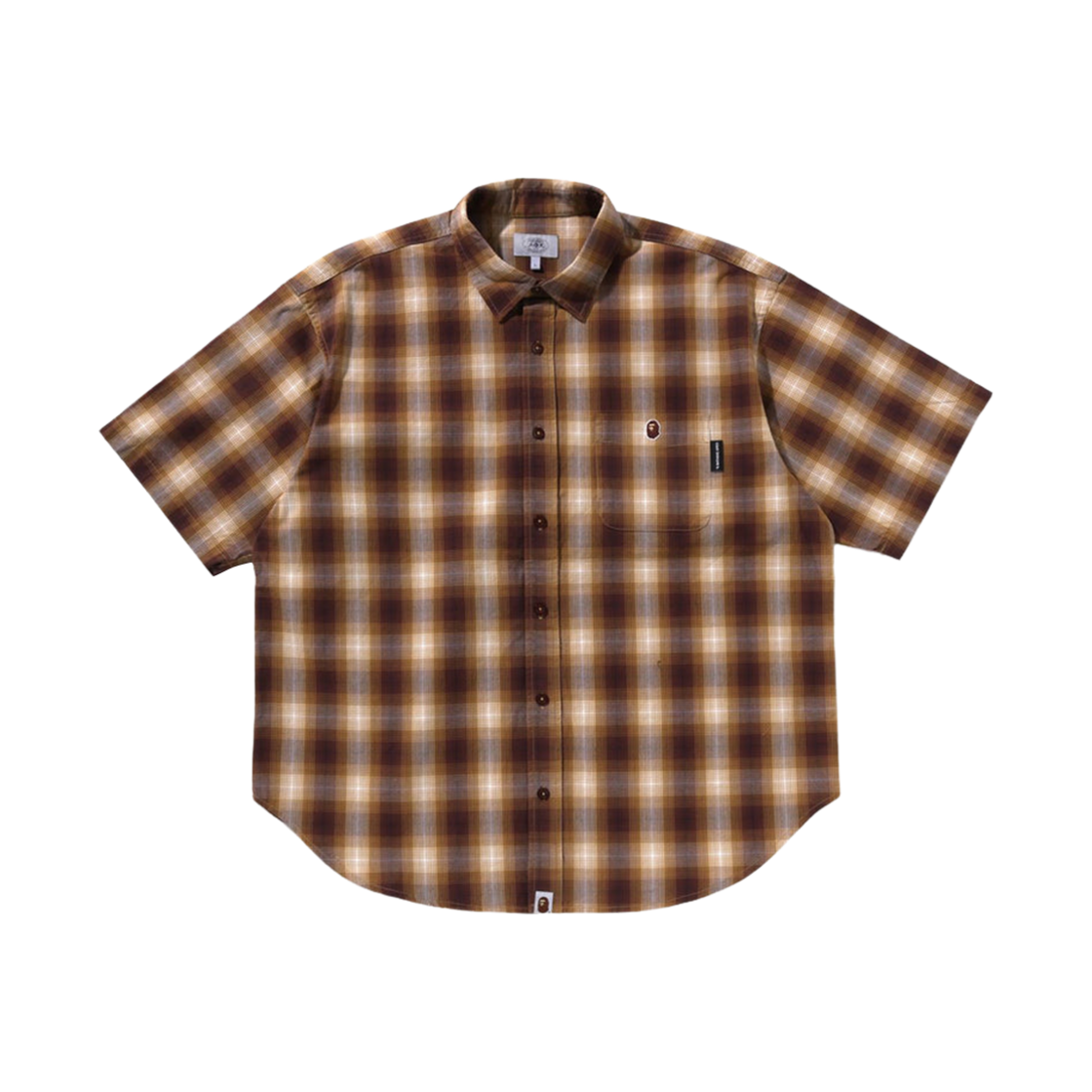 베이프 옴브레 체크 릴렉스 핏 숏슬리브 셔츠 옐로우