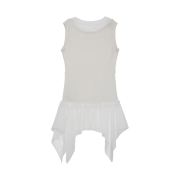 FLARE UP Layered Lace Frill Sleeveless Cream