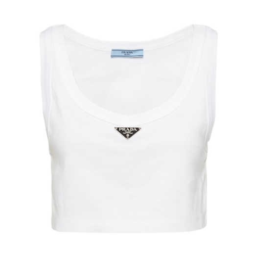 (W) Prada Jersey Top White