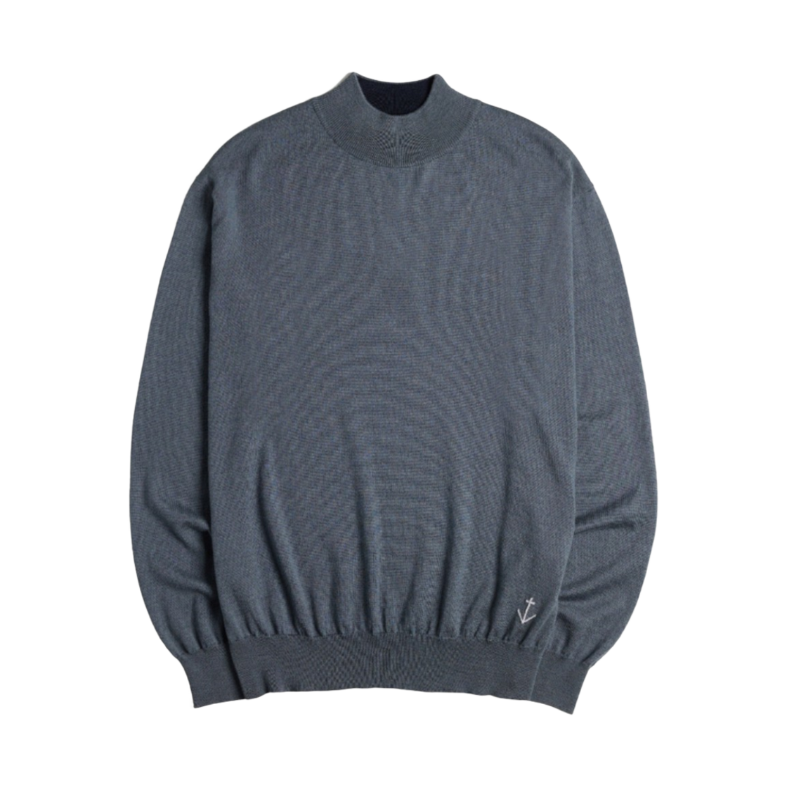 - Guernsey Woollens Superfine Merino Wool Knit Mock Neck Dusty Blue