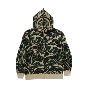 BAPE Marbling Camo Shark Relaxed Fit Full Zip Hoodie Green