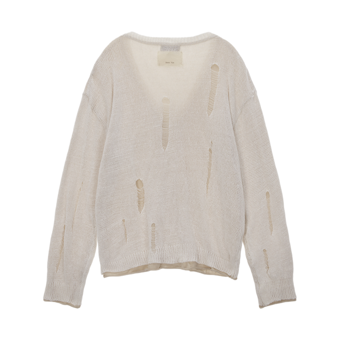 (W) 마뗑킴 레이어드 데미지 가디건 아이보리((W) Matin Kim Layered Damage Cardigan Ivory) - 2